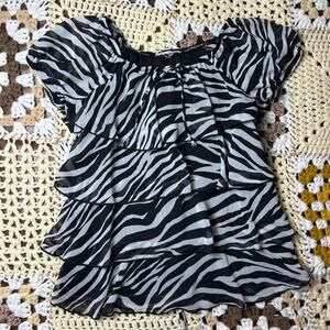 y2k zebra ruffle top